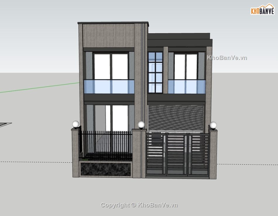 nhà phố 2 tầng,sketchup nhà phố,su nhà phố,su nhà phố 2 tầng