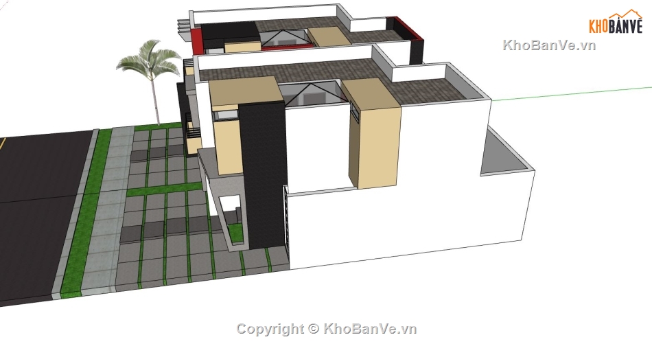 nhà phố 2 tầng,file sketchup nhà phố hiện đại,nhà phố liền kề,sketchup nhà 2 tầng