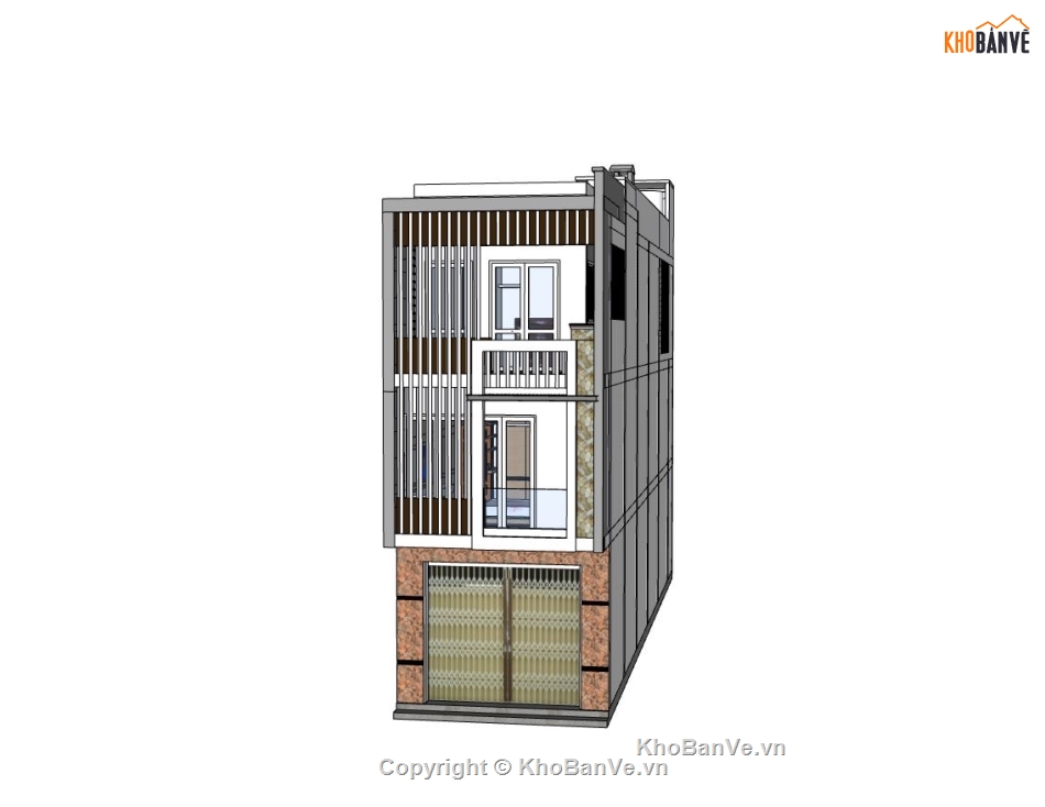 nhà phố 3 tầng,nhà phố hiện đại,model sketchup nhà phố