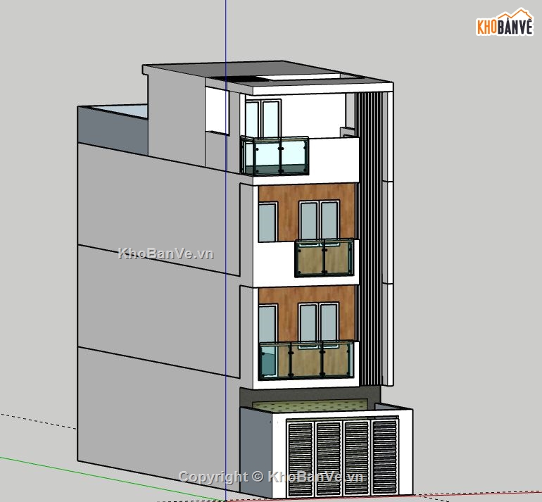 Nhà phố 4 tầng,file sketchup nhà phố 4 tầng,file su nhà phố 4 tầng,nhà phố 4 tầng file su,model su nhà phố 4 tầng