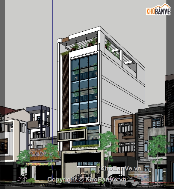 nhà 6 tầng sketchup,Su mẫu nhà phố 6 tầng,nhà phố skp,thiết kế nhà phố 6 tầng su