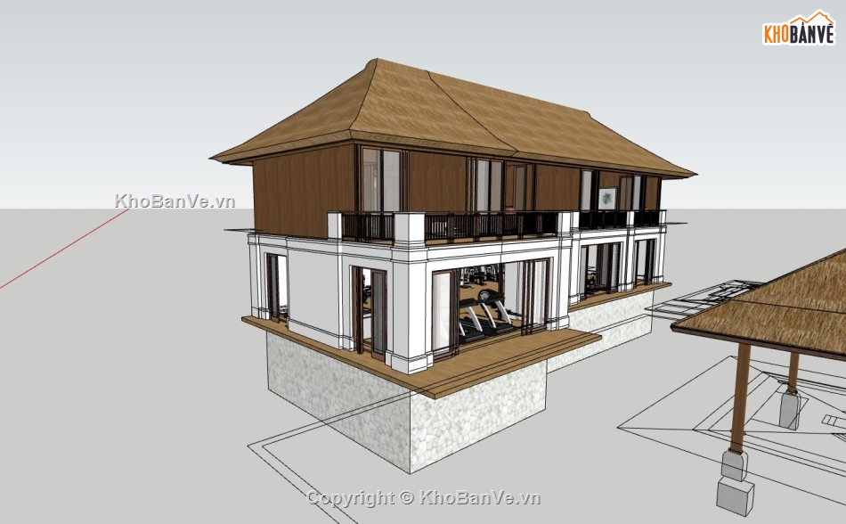 phòng tập gym sketchup,phối cảnh nhà nghỉ sketchup,su phòng gym