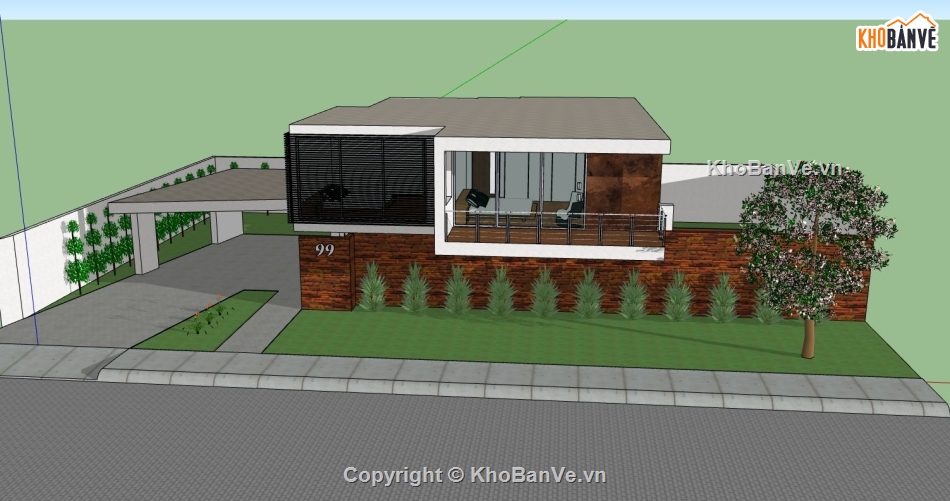 biệt thự 2 tầng,sketchup biệt thự,biệt thự sketchup,model biệt thự 2 tầng