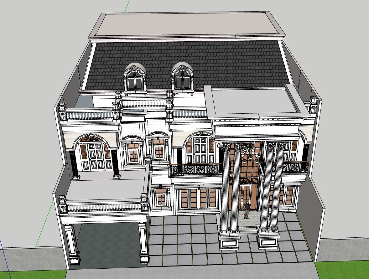 File sketchup biệt thự 2 tầng,model su biệt thự 2 tầng,biệt thự tân cổ điển