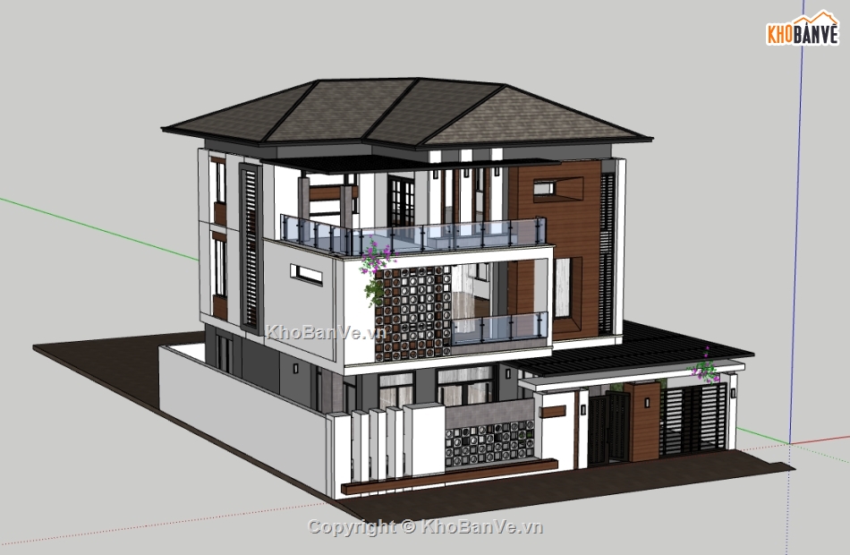 biệt thự 3 tầng,biệt thự sketchup,sketchup biệt thự,File sketchup biệt thự 3 tầng