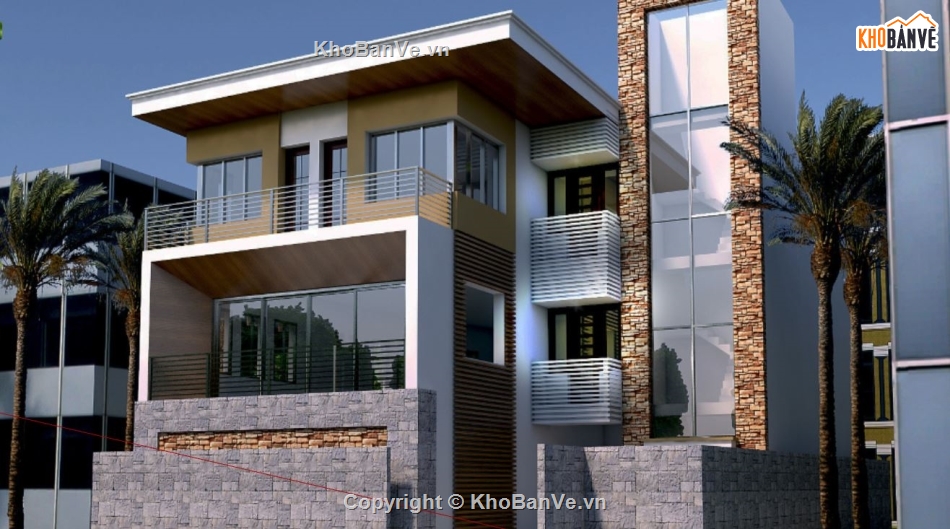 biệt thự 3 tầng,biệt thự sketchup,biệt thự hiện đại