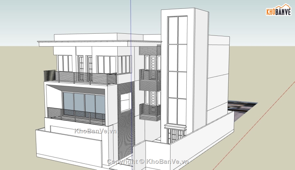 biệt thự 3 tầng,biệt thự sketchup,biệt thự hiện đại