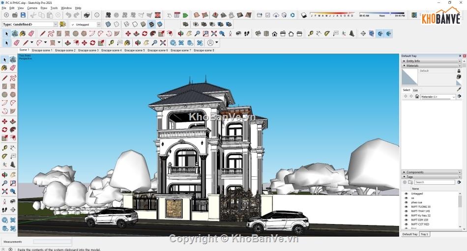 mẫu biệt thự sketchup,biệt thự 3 tầng su,biệt thự sketchup,biệt thự 3 tầng