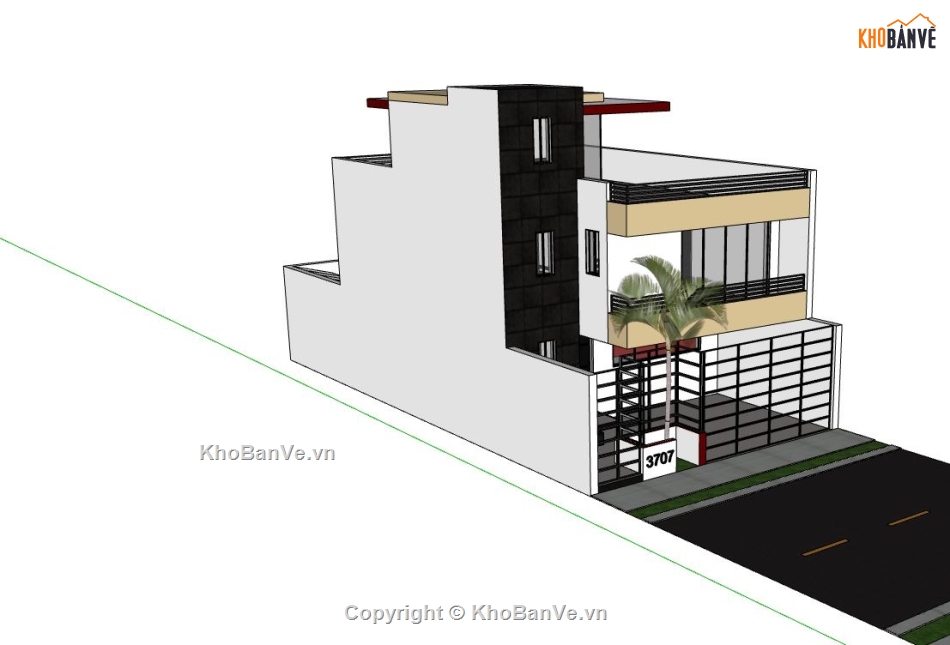 biệt thự phố,biệt thự 2 tầng,biệt thự phố 2 tầng,sketchup biệt thự,biệt thự 3 tầng sketchup