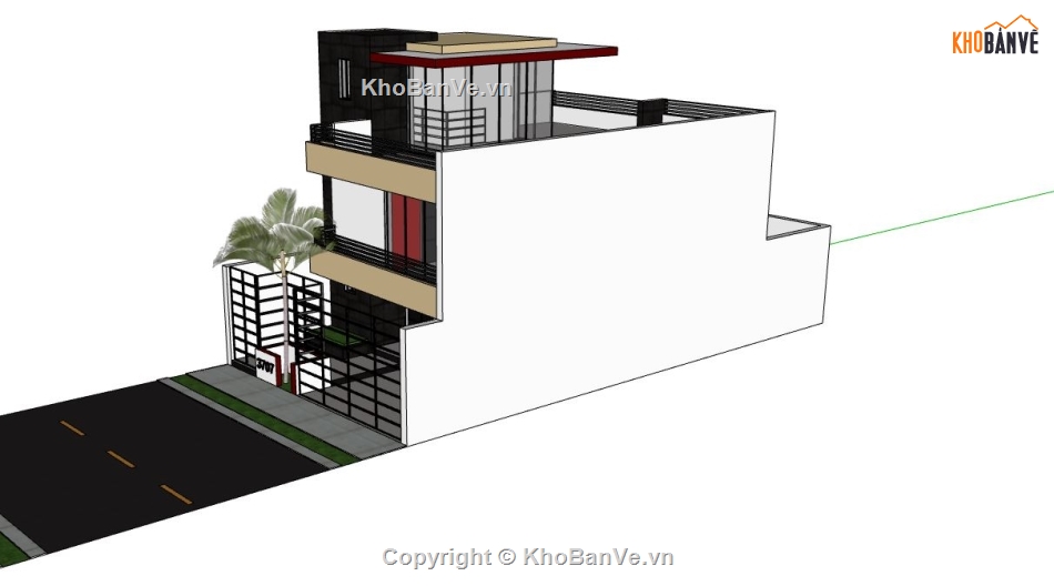 biệt thự phố,biệt thự 2 tầng,biệt thự phố 2 tầng,sketchup biệt thự,biệt thự 3 tầng sketchup