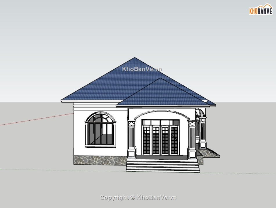 su biệt thự,sketchup biệt thự,su biệt thự 1 tầng,sketchup biệt thự 1 tầng