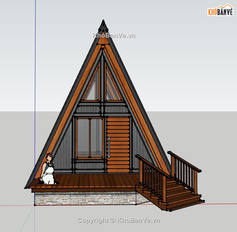 File sketchup nhà bungalow,model su nhà bungalow,sketchup nhà bungalow,3d nhà bungalow