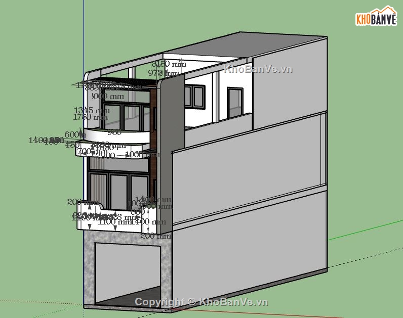 Nhà phố 3 tầng,Nhà phố 3 tầng hiện đại,model su nhà phố 3 tầng,file su nhà phố 3 tầng,sketchup nhà phố 3 tầng