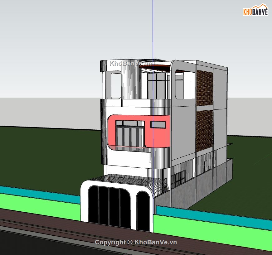 nhà phố 3 tầng,model sketchup nhà phố,nhà phố hiện đại