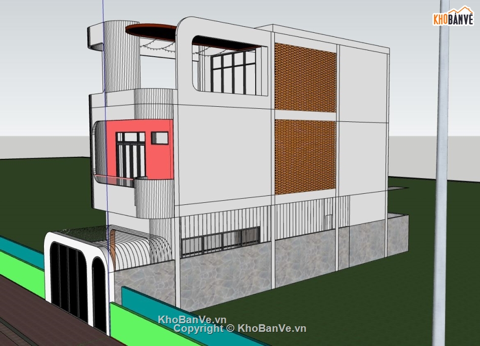 nhà phố 3 tầng,model sketchup nhà phố,nhà phố hiện đại