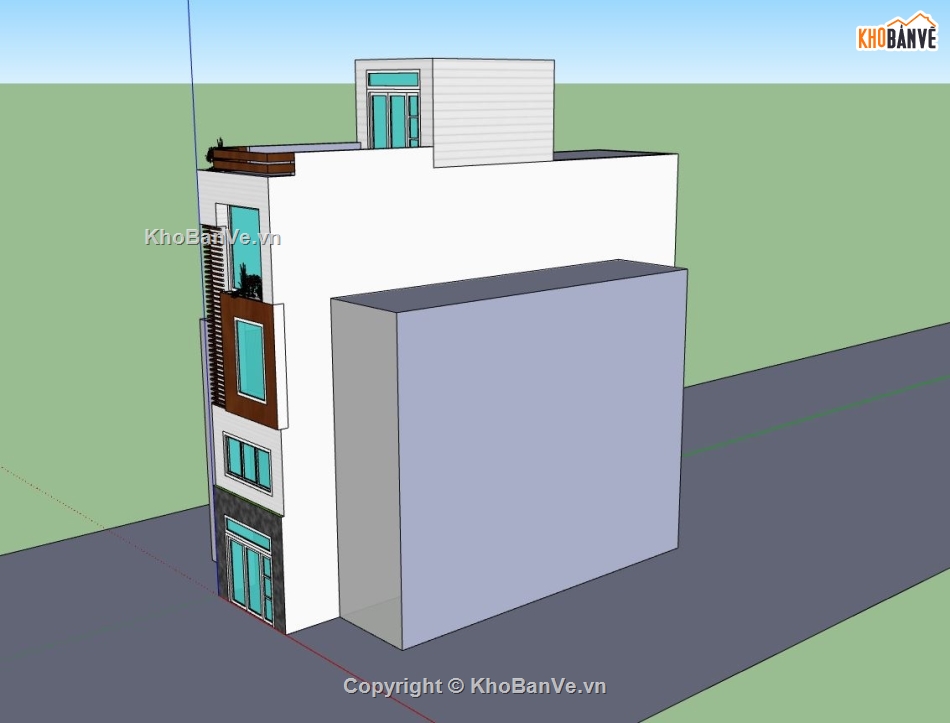 nhà phố 3 tầng,thiết kế nhà phố,model sketchup nhà phố 4 tầng,mẫu nhà phố hiện đại