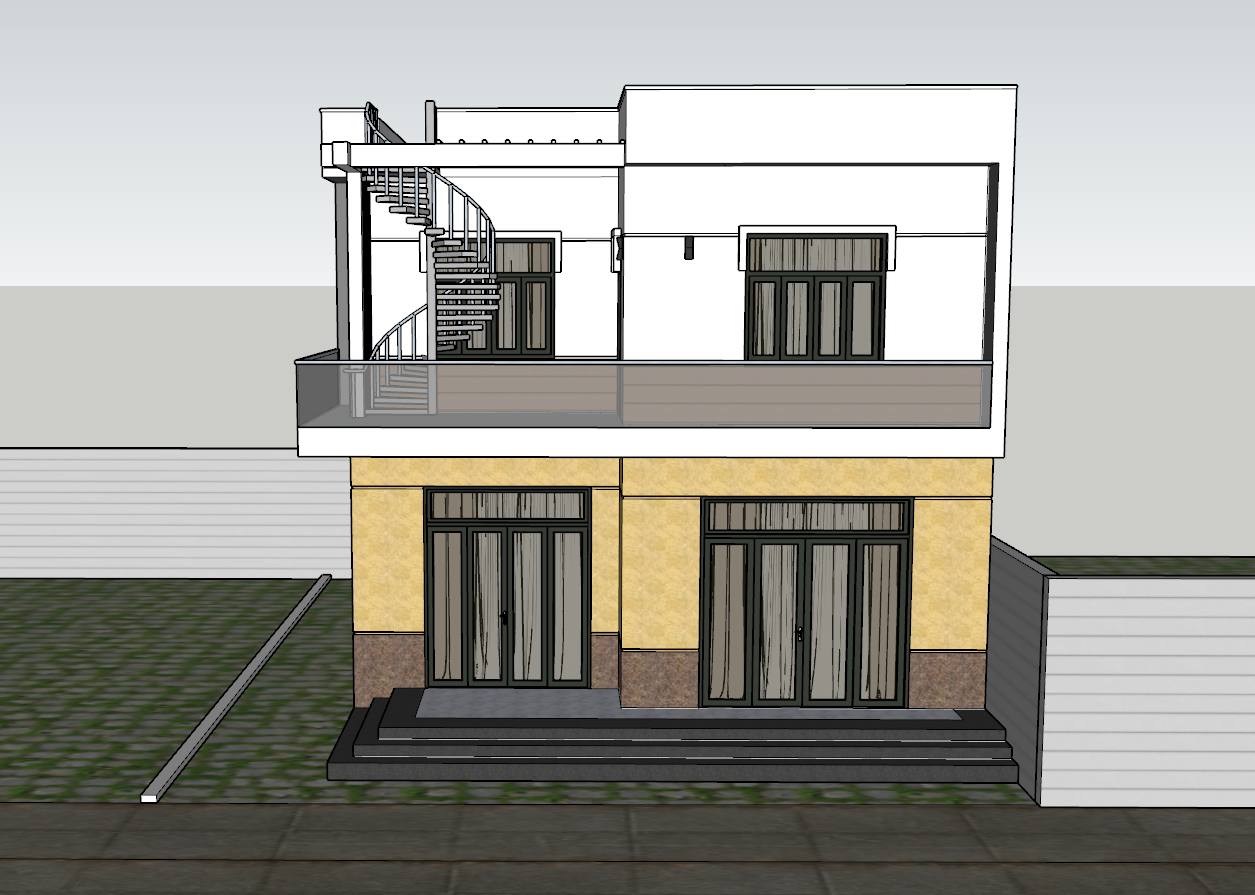 Nhà phố 2 tầng,su nhà phố,sketchup nhà phố 2 tầng