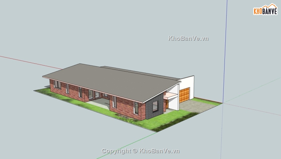 nhà cấp 4 sketchup,phối cảnh nhà cấp 4,thiết kế nhà cấp 4,mẫu nhà cấp 4