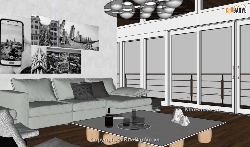 nội thất phòng khách,file sketchup phòng khách,model 3d su phòng khách,mẫu phòng khách
