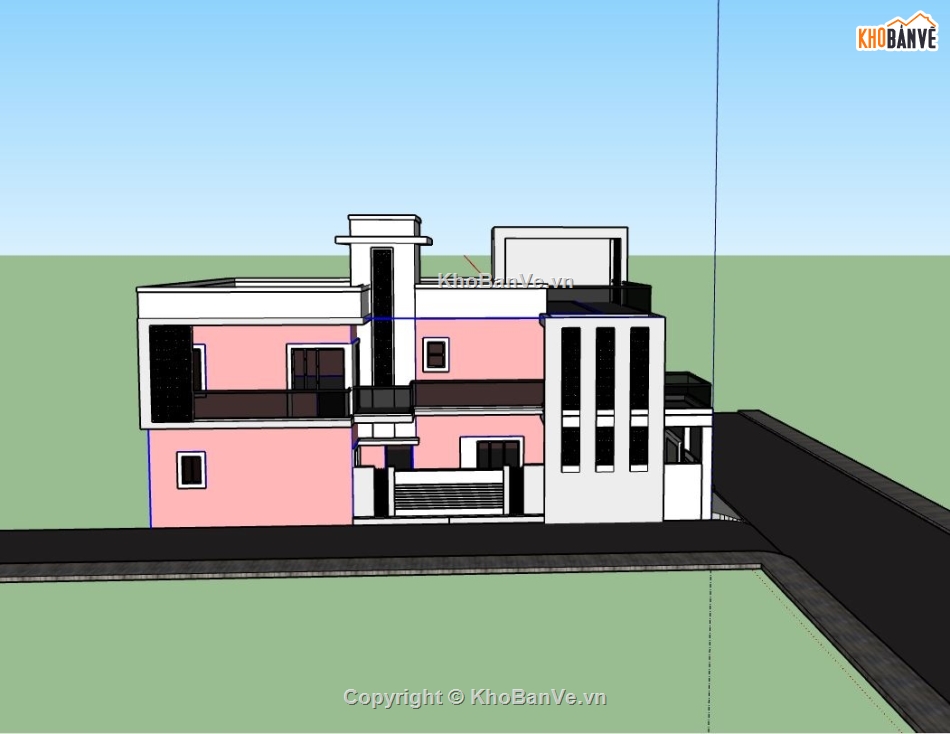 villa 2 tầng,file sketchup biệt thự hiện đại,model su biệt thự 2 tầng