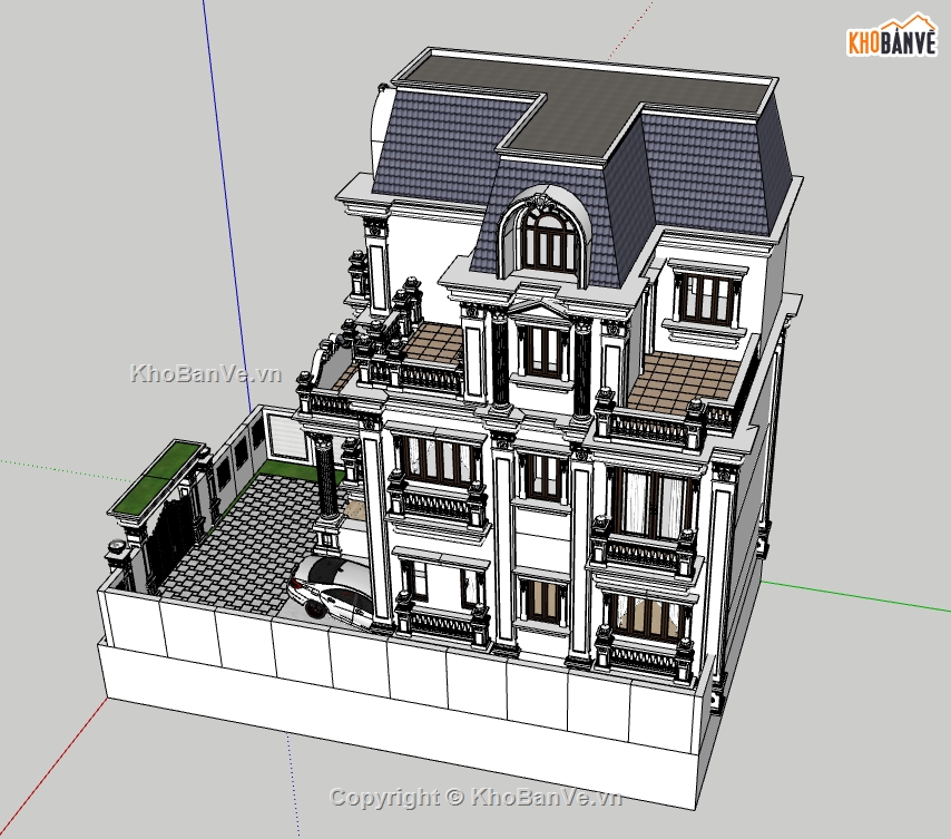 biệt thự 3 tầng,biệt thự cổ điển 3 tầng,biệt thự sketchup,3d biệt thự 3 tầng,model su biệt thự 3 tầng