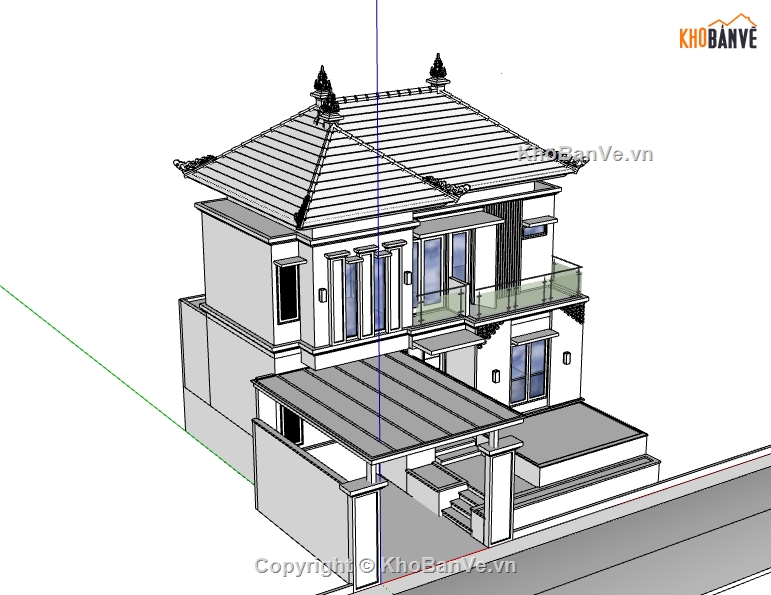 nhà 2 tầng file su,nhà phố 2 tầng,nhà 3d 2 tầng,model sketchup nhà 2 tầng