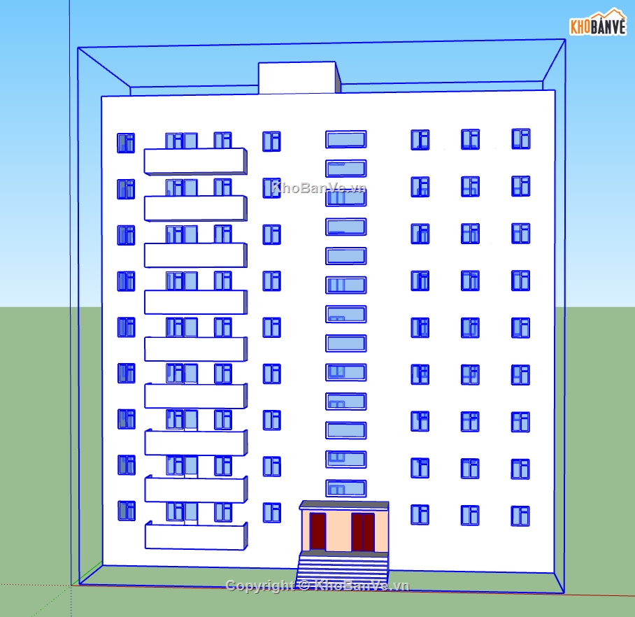 nhà làm việc 9 tầng file su,3d nhà làm việc 9 tầng,model nhà làm việc 9 tầng,su nhà làm việc 9 tầng