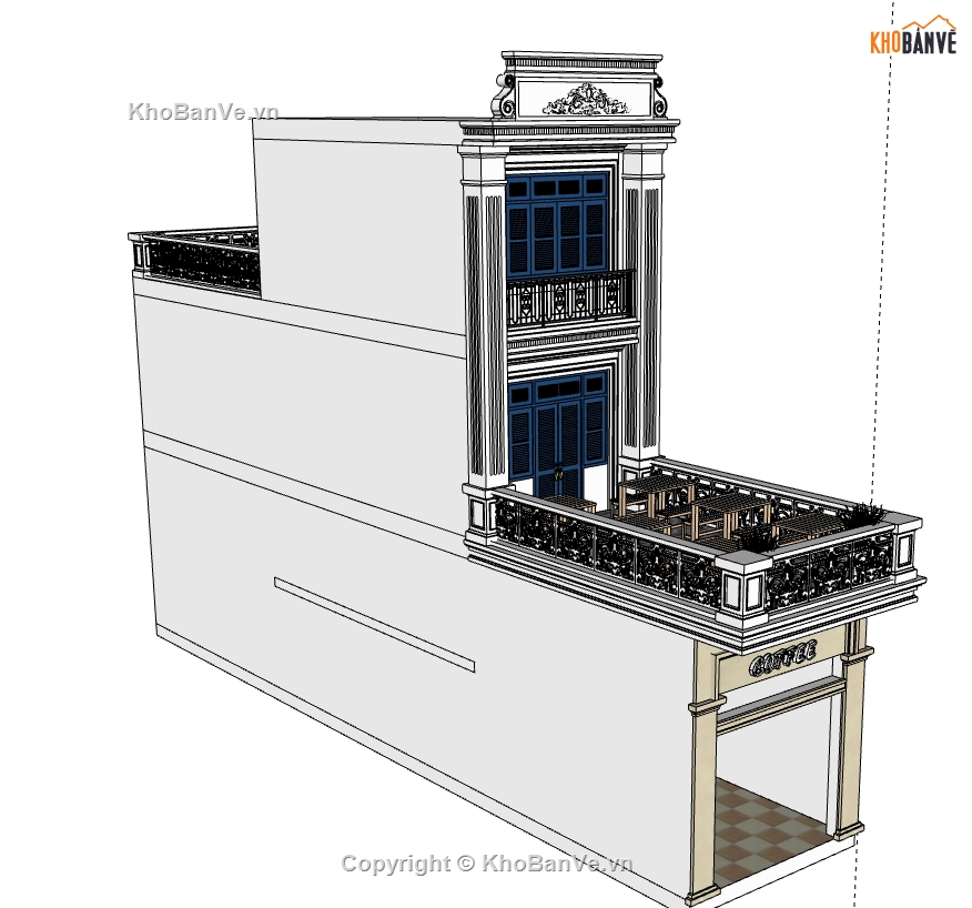 3d nhà phố 2 tầng 1 tum,model nhà phố 2 tầng 1 tum,sketchup nhà phố 2 tầng 1 tum,file su nhà phố 2 tầng 1 tum