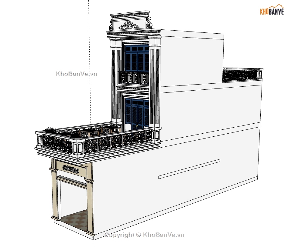 3d nhà phố 2 tầng 1 tum,model nhà phố 2 tầng 1 tum,sketchup nhà phố 2 tầng 1 tum,file su nhà phố 2 tầng 1 tum