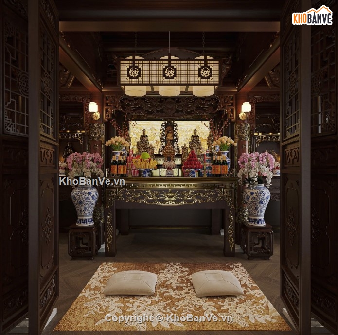 3dmax phòng thờ,mẫu phòng thờ,phòng thờ 3dmax