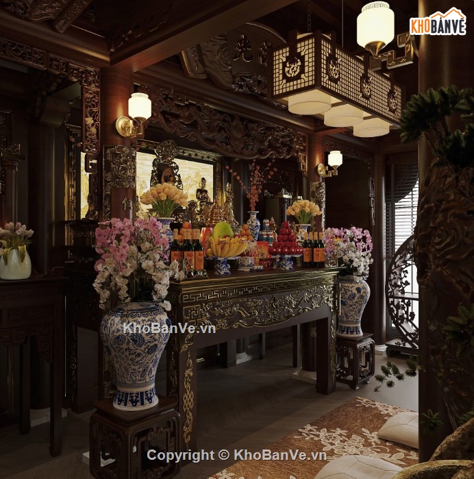 3dmax phòng thờ,mẫu phòng thờ,phòng thờ 3dmax