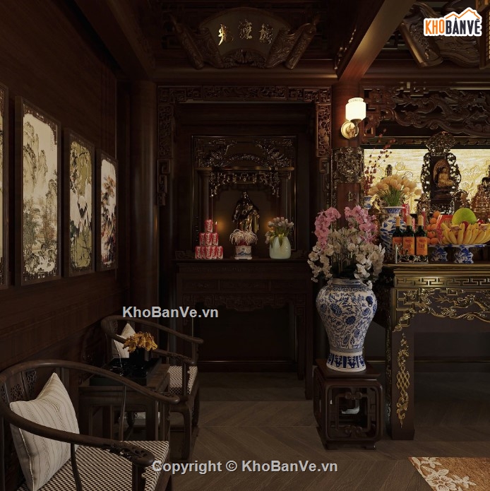 3dmax phòng thờ,mẫu phòng thờ,phòng thờ 3dmax
