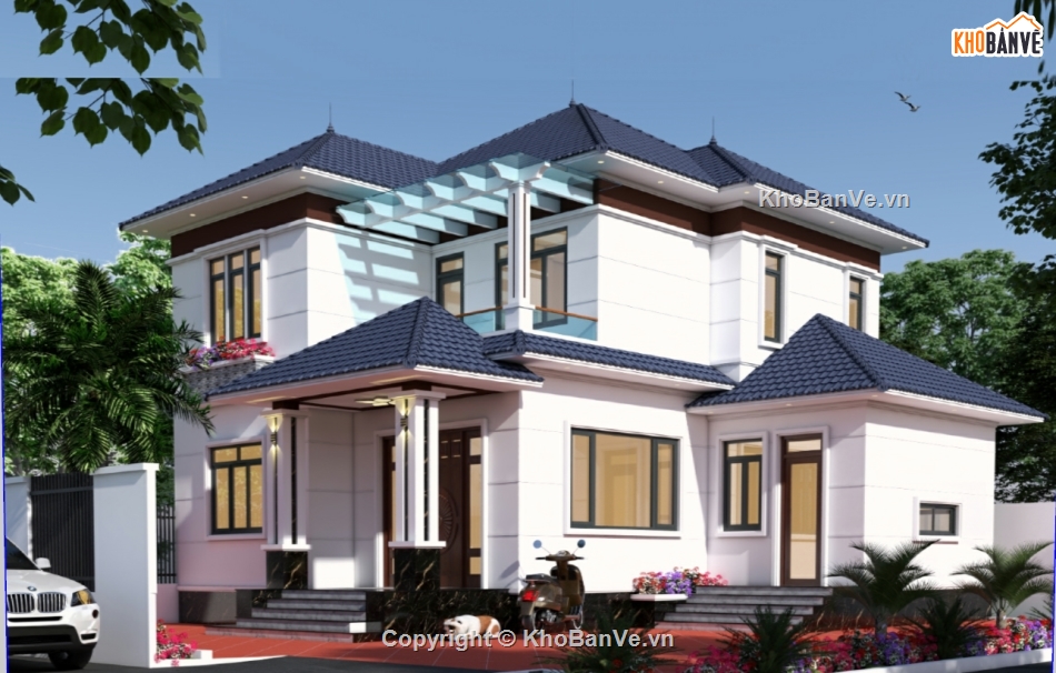 file Sketchup Biệt thự,sketchup biệt thự 2 tầng,File SU Biệt thự 2 tầng,Sketchup biệt thự 2 tầng mái Nhật