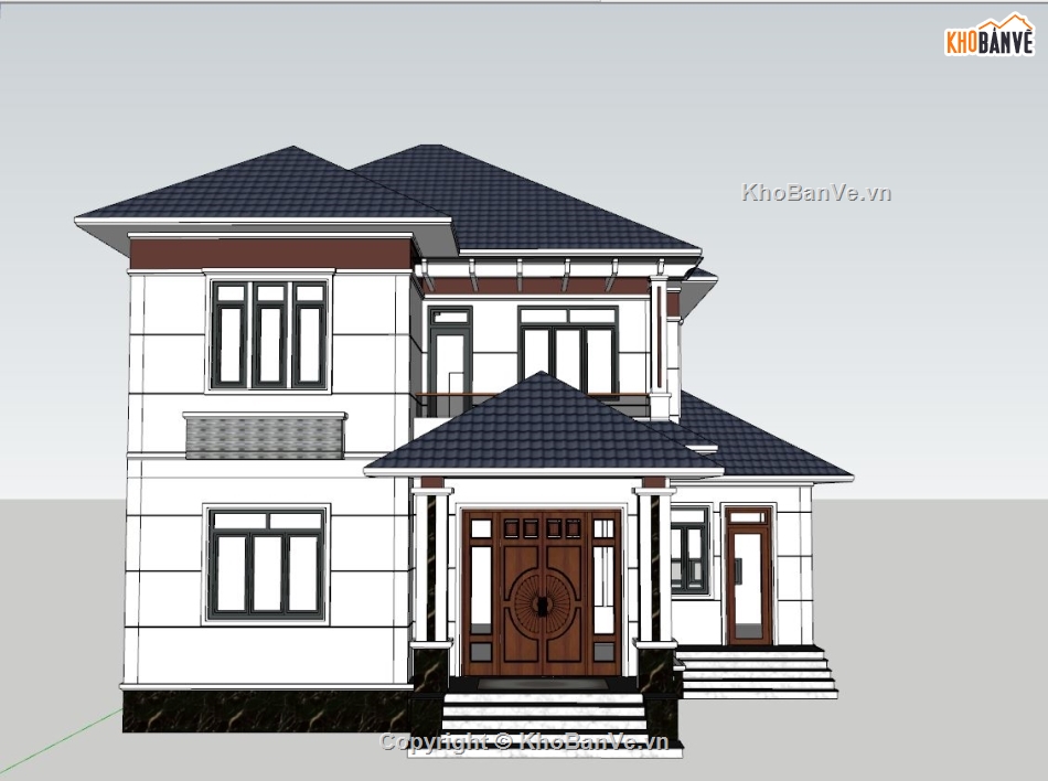 file Sketchup Biệt thự,sketchup biệt thự 2 tầng,File SU Biệt thự 2 tầng,Sketchup biệt thự 2 tầng mái Nhật