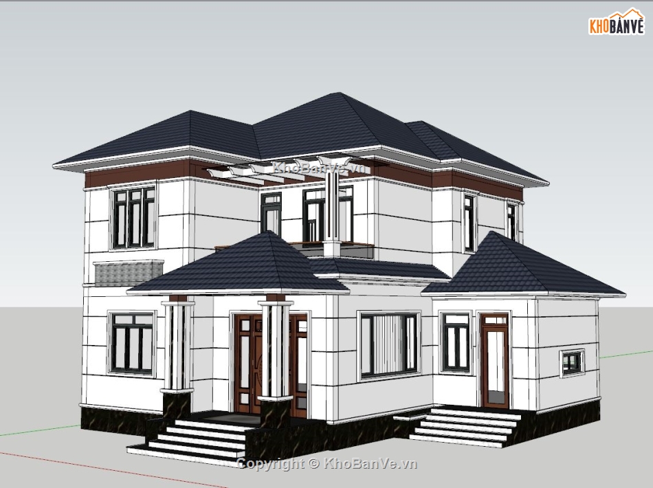 file Sketchup Biệt thự,sketchup biệt thự 2 tầng,File SU Biệt thự 2 tầng,Sketchup biệt thự 2 tầng mái Nhật