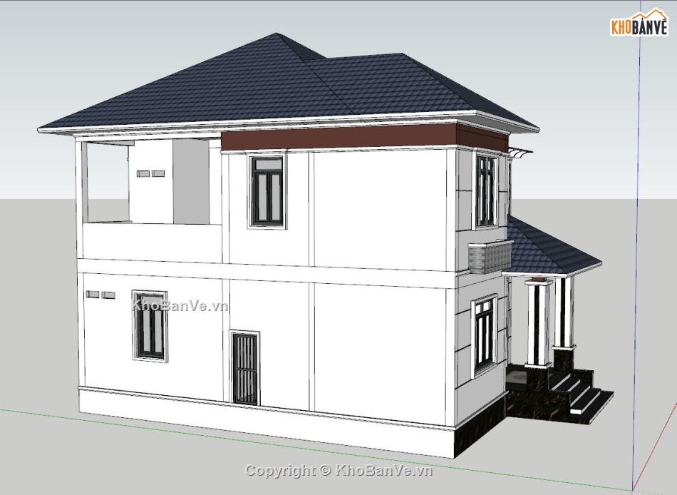 file Sketchup Biệt thự,sketchup biệt thự 2 tầng,File SU Biệt thự 2 tầng,Sketchup biệt thự 2 tầng mái Nhật