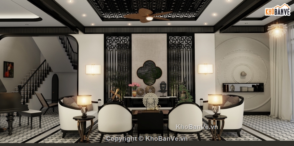 sketchup nội thất phòng khách bếp,nội thất phòng bếp model sketchup,sketchup nội thất indochine,nội thất phòng khách và bếp