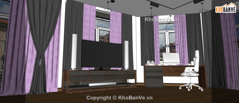 phòng khách đẹp,file sketchup phòng khách,sketchup phòng khách,model 3d phòng khách