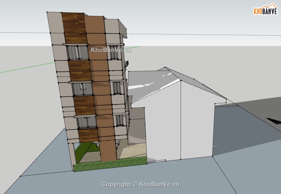 nhà 4 tầng file su,model su nhà làm việc 4 tầng,sketchup nhà làm việc 4 tầng