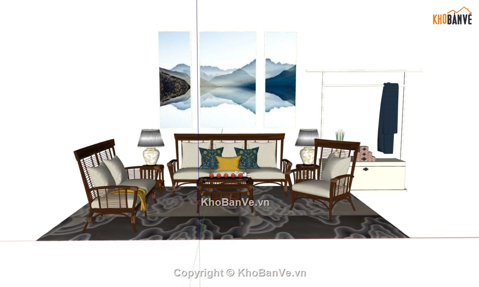 nội thất phòng khách,sketchup phòng khách,mẫu 3d nội thất phòng khách,phối cảnh nội thất phòng khách