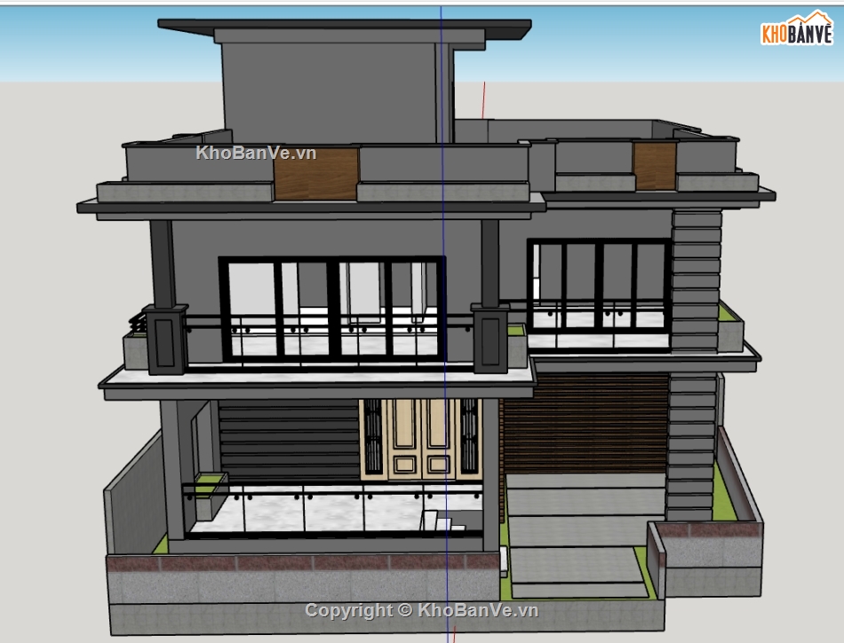 biệt thự 2 tầng file su,model su biệt thự 2 tầng,model 3d biệt thự 2 tầng,file sketchup biệt thự 2 tầng