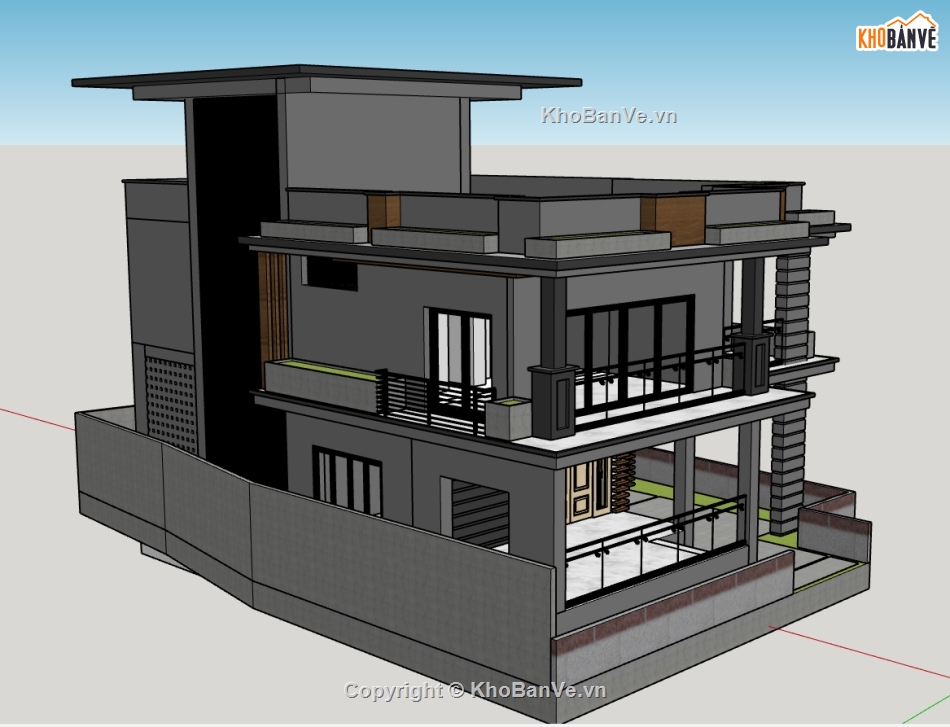 biệt thự 2 tầng file su,model su biệt thự 2 tầng,model 3d biệt thự 2 tầng,file sketchup biệt thự 2 tầng