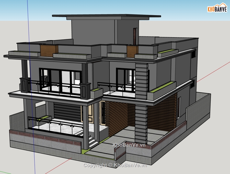 biệt thự 2 tầng file su,model su biệt thự 2 tầng,model 3d biệt thự 2 tầng,file sketchup biệt thự 2 tầng