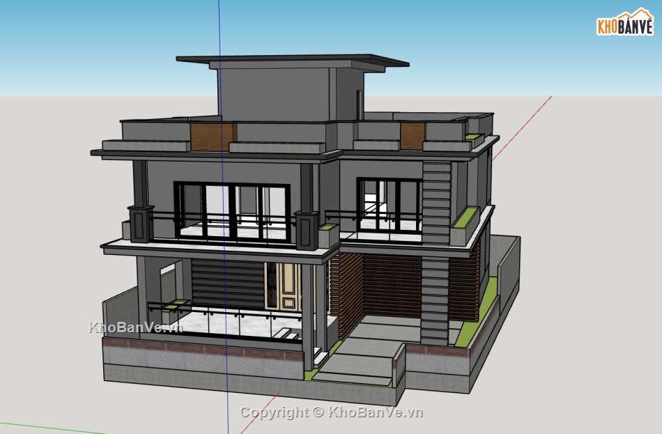 biệt thự 2 tầng file su,model su biệt thự 2 tầng,model 3d biệt thự 2 tầng,file sketchup biệt thự 2 tầng