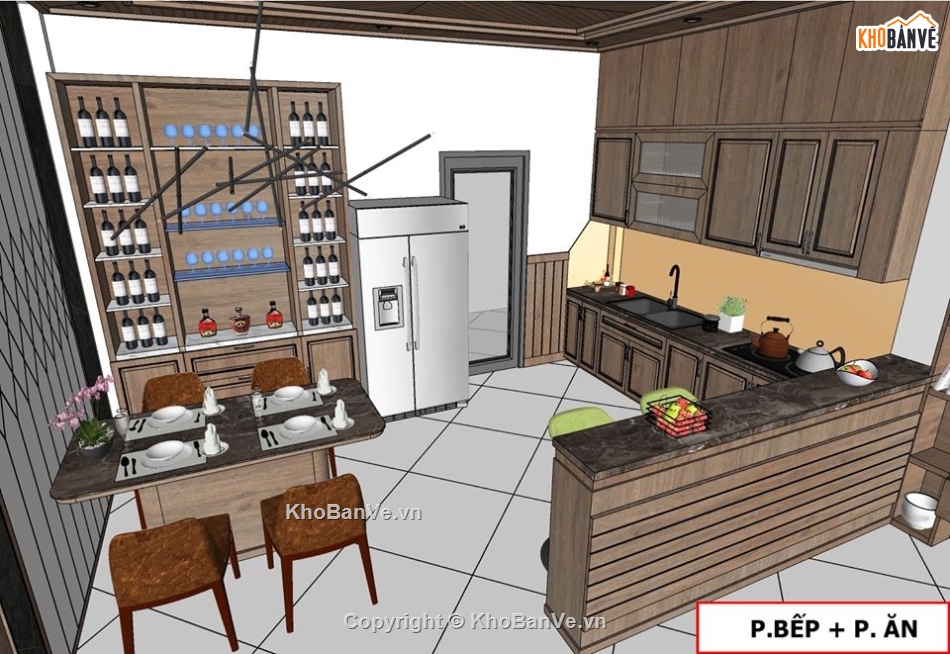 File sketchup nội thất,sketchup nội thất bếp,nội thất khách bếp,file sketchup nội thất khách bếp,model su nội thất khách bếp