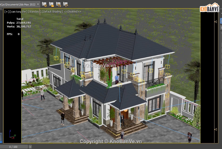 biệt thự 2 tầng,3dmax biệt thự 2 tầng,biệt thự 2 tầng mái nhật