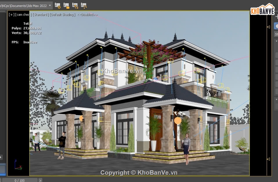 biệt thự 2 tầng,3dmax biệt thự 2 tầng,biệt thự 2 tầng mái nhật