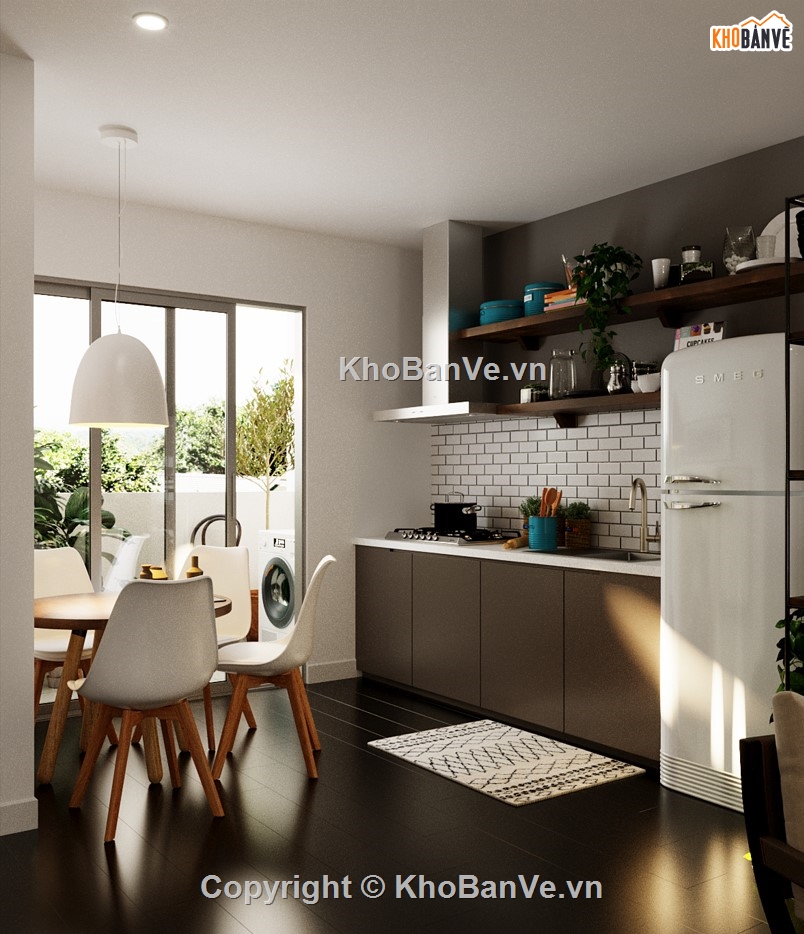 phòng bếp,phòng khách 3d,3dsmax khách bếp,scandinavian,model nội thất nhà