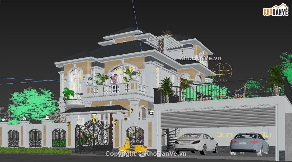 biệt thự lâu đài,file 3dsmax biệt thự,max biệt thự lâu đài,bản vẽ biệt thự