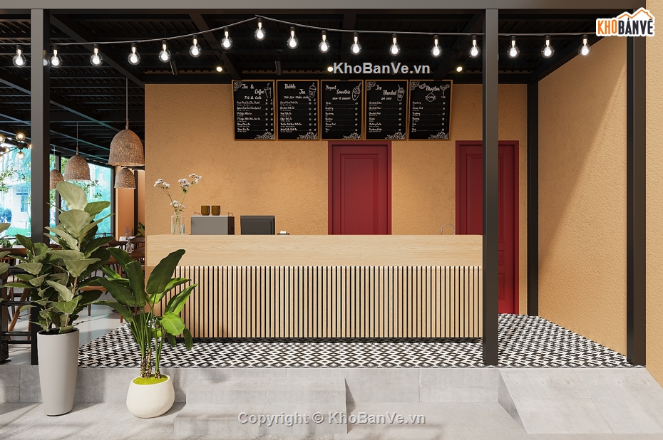 3dsmax quán cafe,diễn họa 3dsmax,retro bao cấp,thiết kế nội thất,thiết kế quán cafe